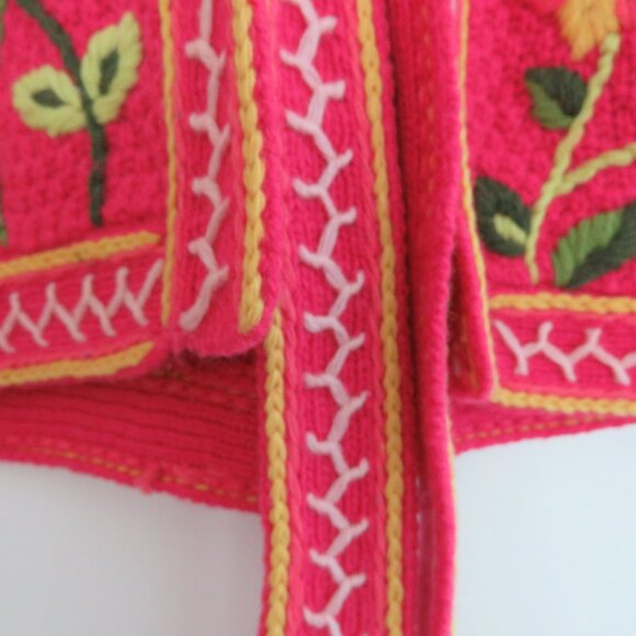 LOVESHACKFANCY Brighton Wool Blend Floral Knit Pink Cloak Cottagecore Coquette - Picture 7 of 16